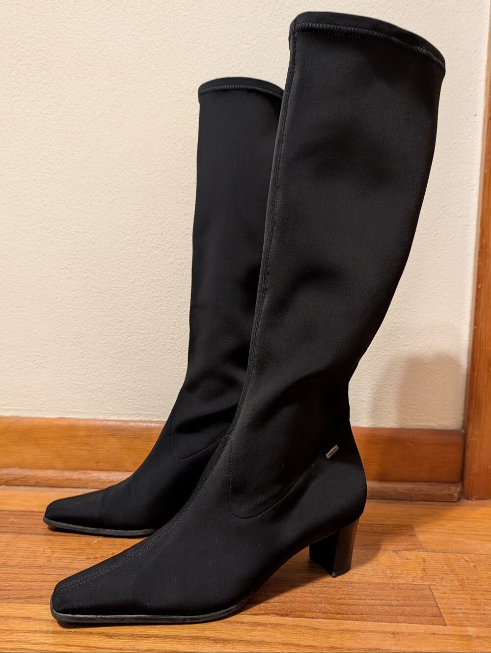 Hogl Black Vamp Goretex Sock Square Toe Calf Knee Boots